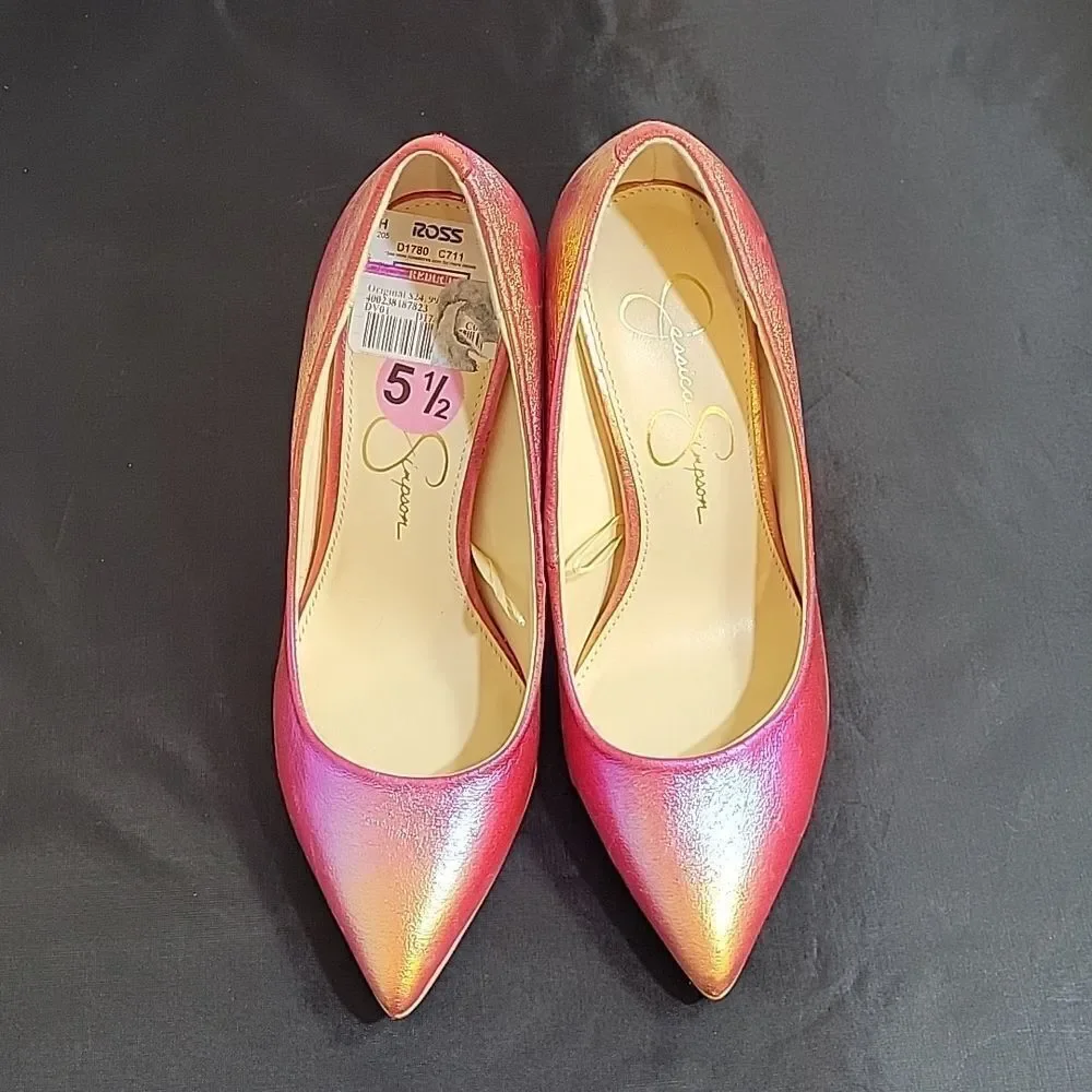 BRAND NEW JESSICA SIMPSON CASSANI POINTED TOE RAINBOW MULTI WOMEN"S PUMP SHOE G1 - Picture 2 of 16